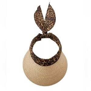 Zara NWT Animal Print scarf Straw Sun Visor 0653/231/051